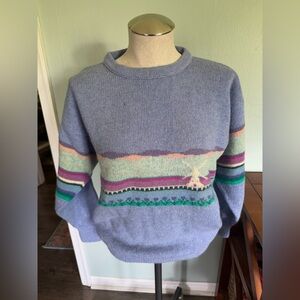 Vintage Carole Dixon Eyeries Made in Ireland Wool Windmill Sweater Size Small
